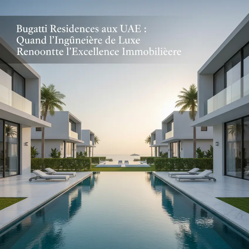 Vue aérienne des gratte-ciel de Dubaï avec le Burj Khalifa en arrière-plan et des projets immobiliers de luxe en développement le long du front de mer.