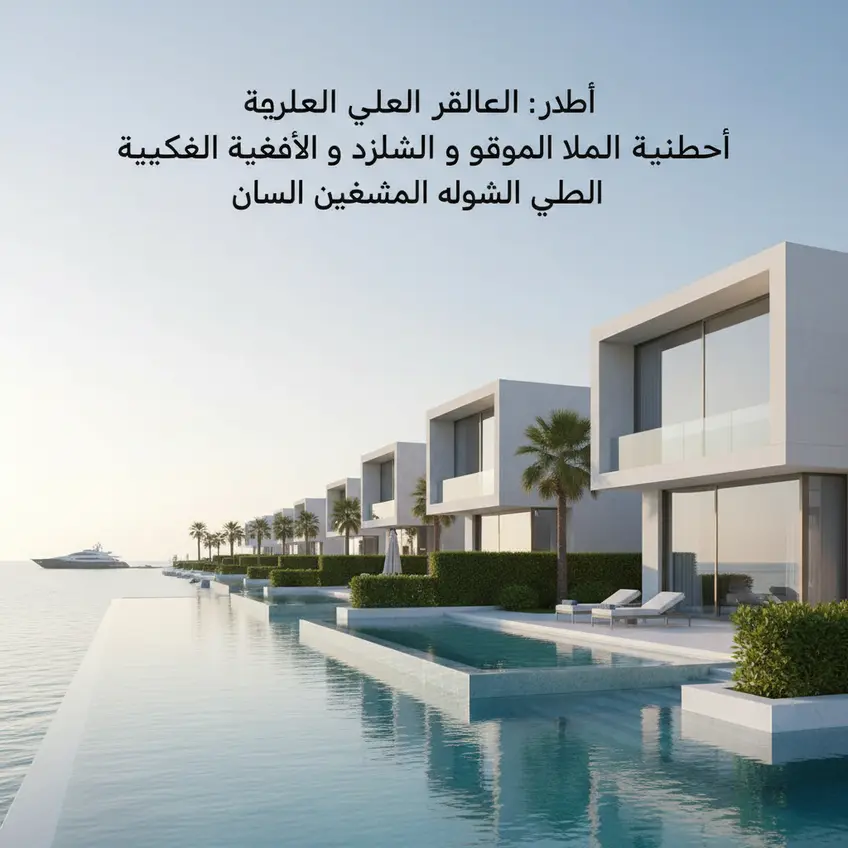 مشهد جوي لمشروع تطوير عقاري ضخم على الواجهة البحرية في دبي، يظهر التقدم في البناء والمناظر الطبيعية الخضراء