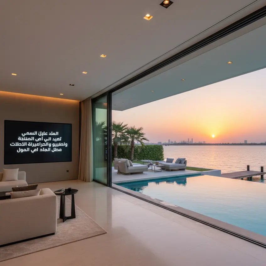 مشهد جوي ليلي لأفق دبي المبهر، يظهر الأضواء المتلألئة والمباني الشاهقة كرمز للازدهار والرفاهية