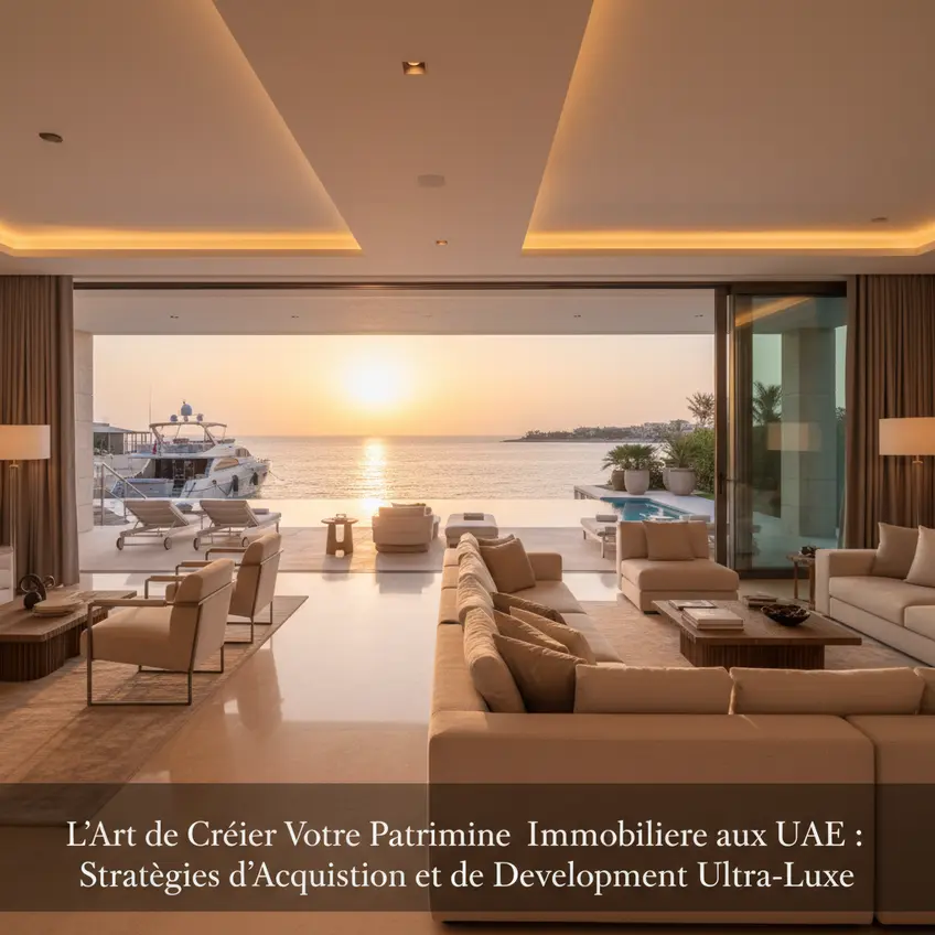 Un architecte montrant des plans à un couple dans une villa de luxe, illustrant la personnalisation et l'expertise