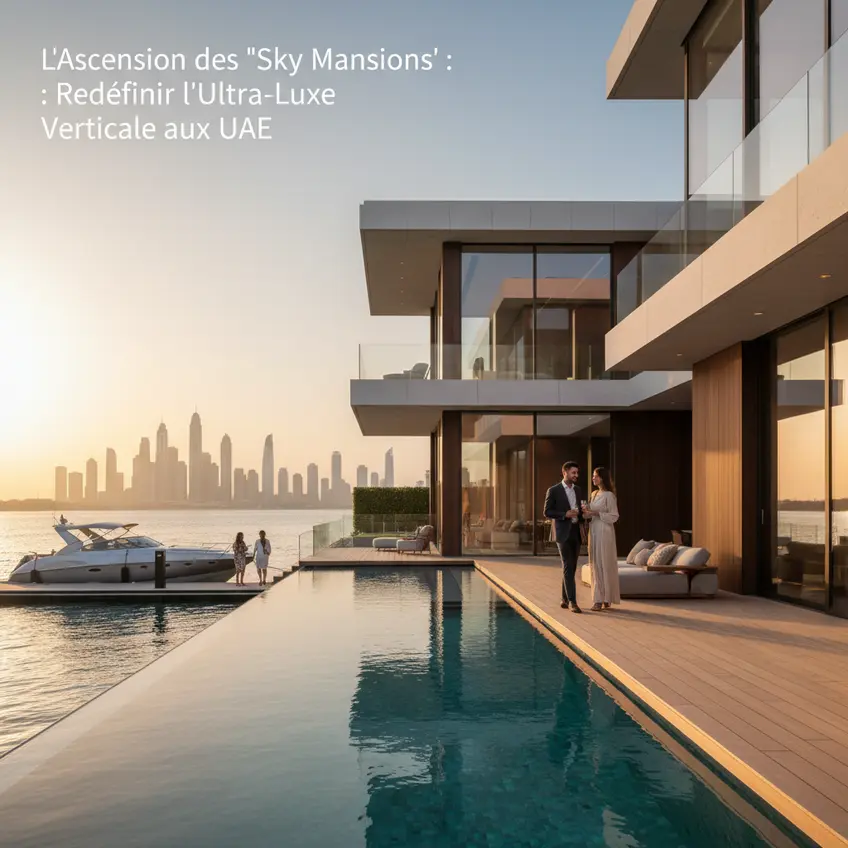 Horizon urbain de Dubaï avec des gratte-ciel modernes, symbolisant les Sky Mansions et le luxe vertical