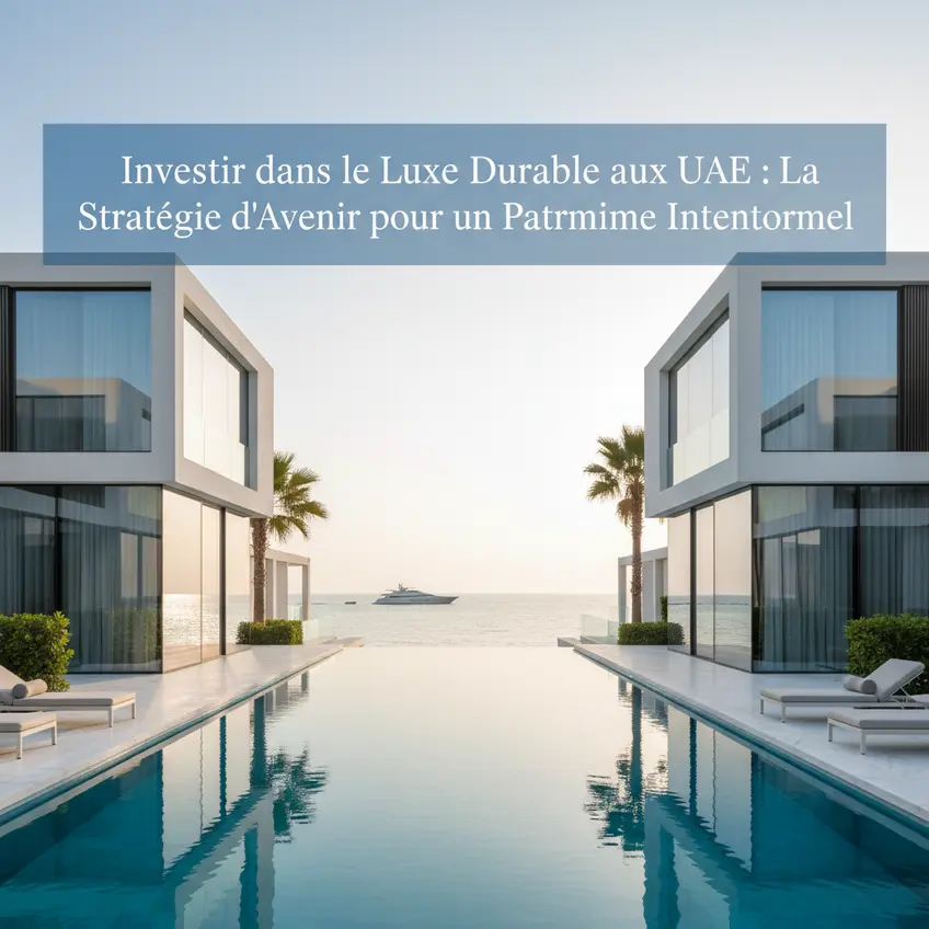 Skyline de Dubaï avec des bâtiments modernes et des espaces verts, illustrant l'intégration du développement durable et de l'immobilier de luxe.