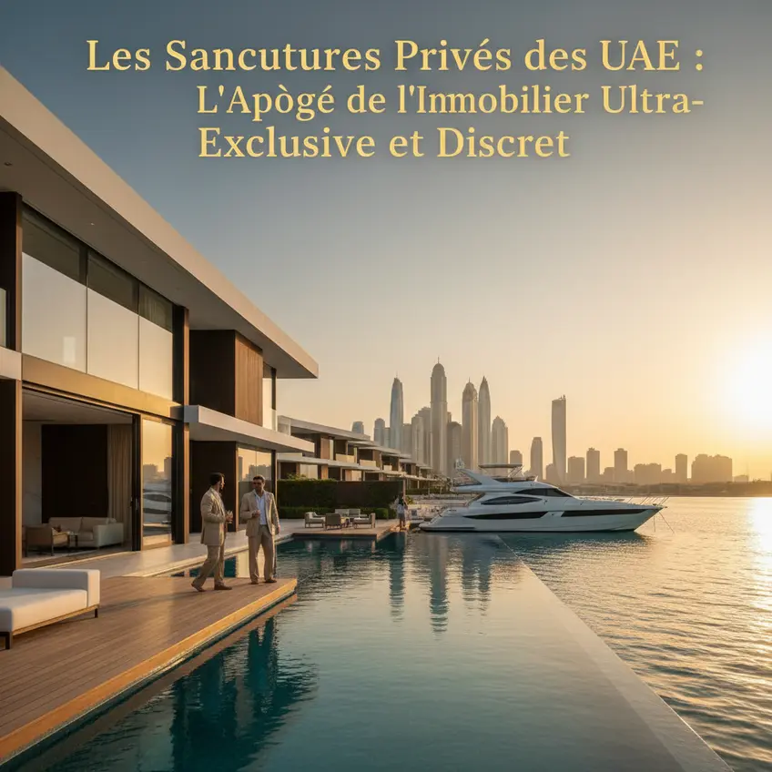 Villa de luxe avec piscine privée et vue sur Dubaï, symbolisant un sanctuaire privé exclusif