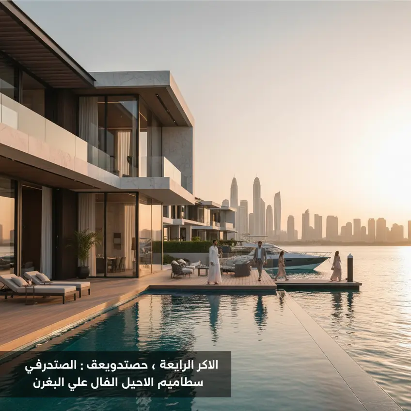 منظر جوي لقصور تلال الغاف المائية الفاخرة في دبي، تعكس الفخامة والتصميم العصري ضمن بيئة طبيعية خلابة.