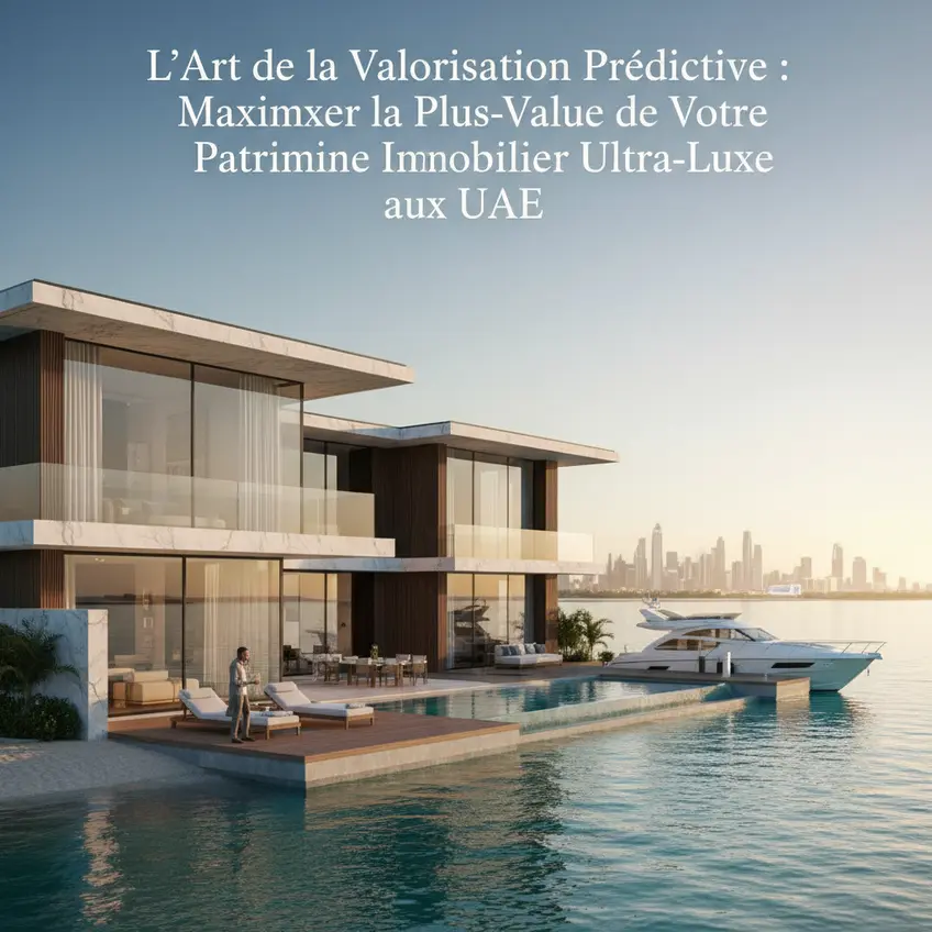Horizon de gratte-ciel scintillants à Dubaï au lever du soleil, symbolisant l'immobilier ultra-luxe et la croissance économique.