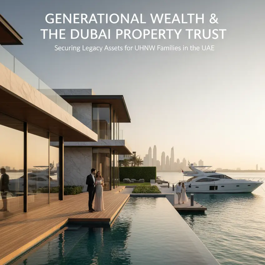 Dubai's iconic skyline at sunset, symbolizing luxury and wealth