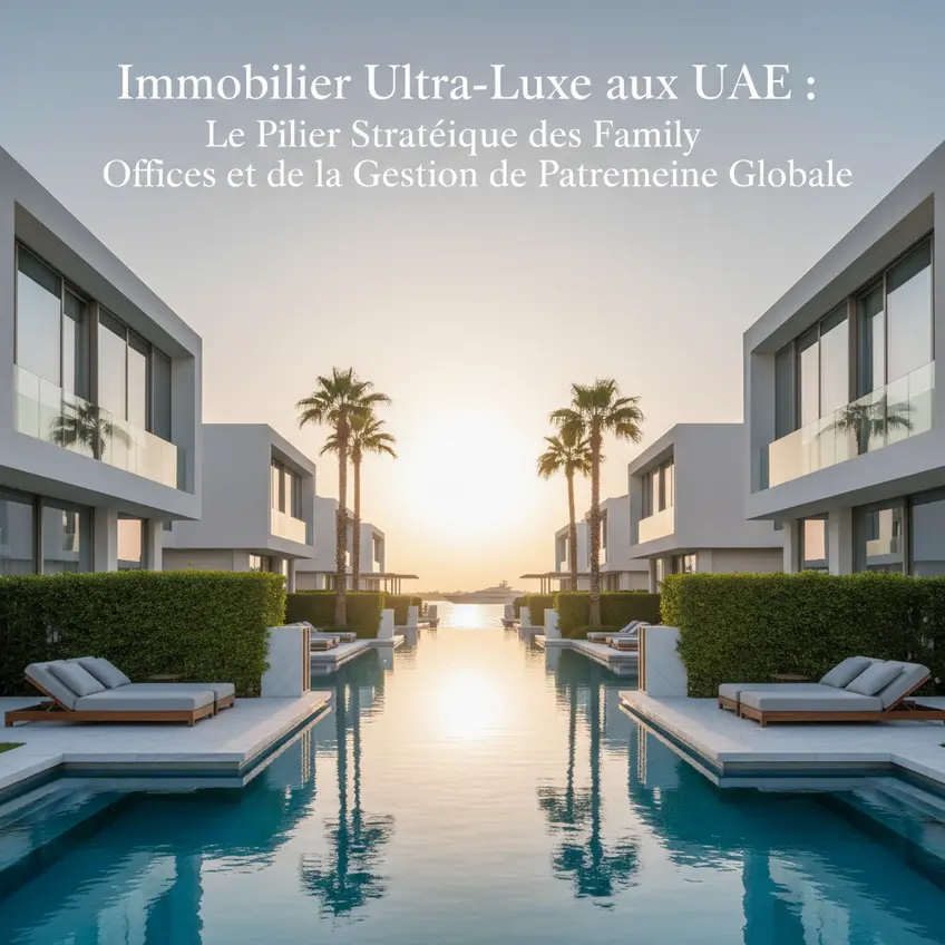 Vue aérienne d'une villa de luxe avec piscine à débordement donnant sur la mer, emblématique des propriétés ultra-luxe à Dubaï.