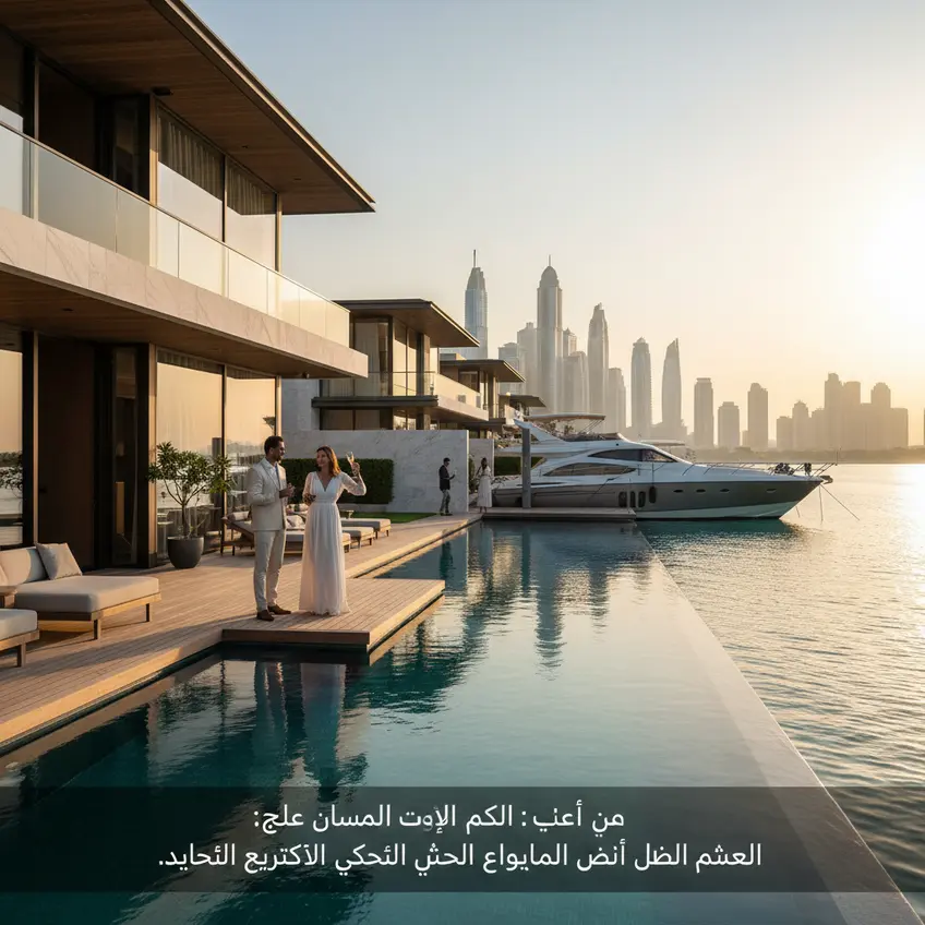 تصميم داخلي فاخر مع عمل فني معاصر في فيلا بدبي