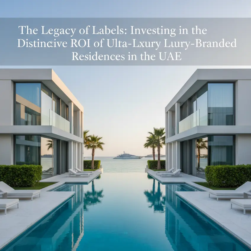 Architectural facade of a modern luxury branded residence in Dubai, highlighting exclusive design