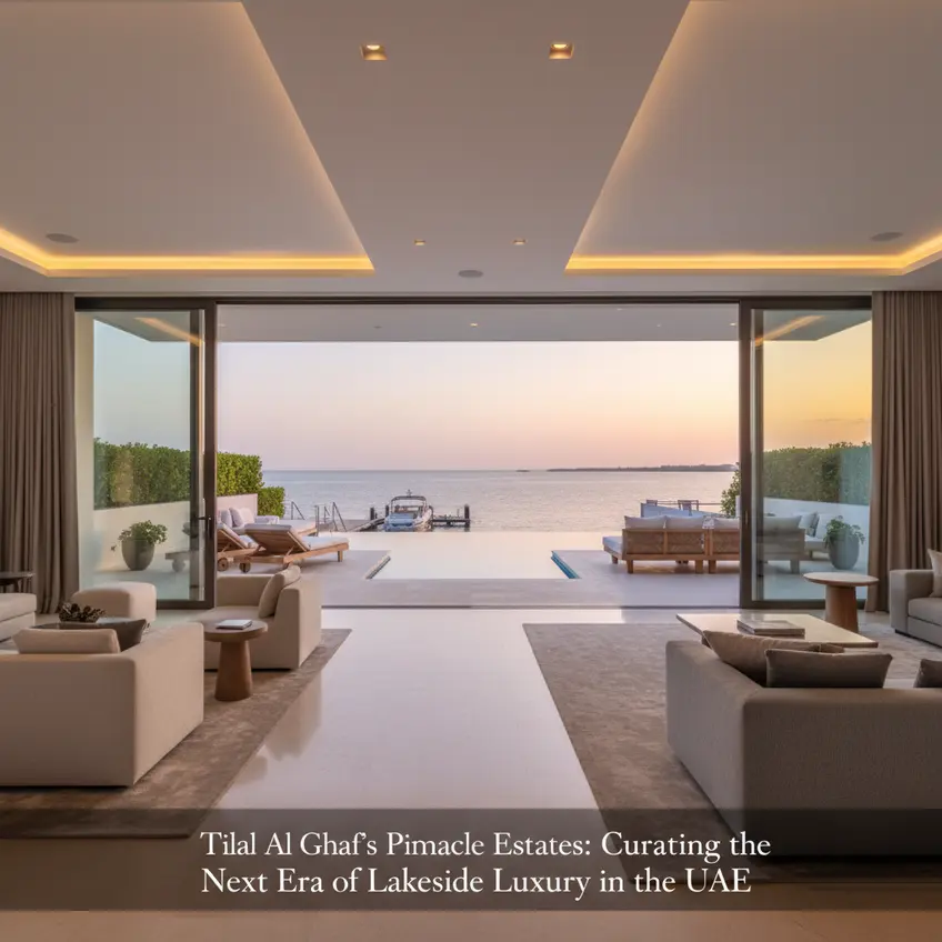 Architectural detail of a modern luxury villa in Tilal Al Ghaf, showcasing sophisticated design and materials