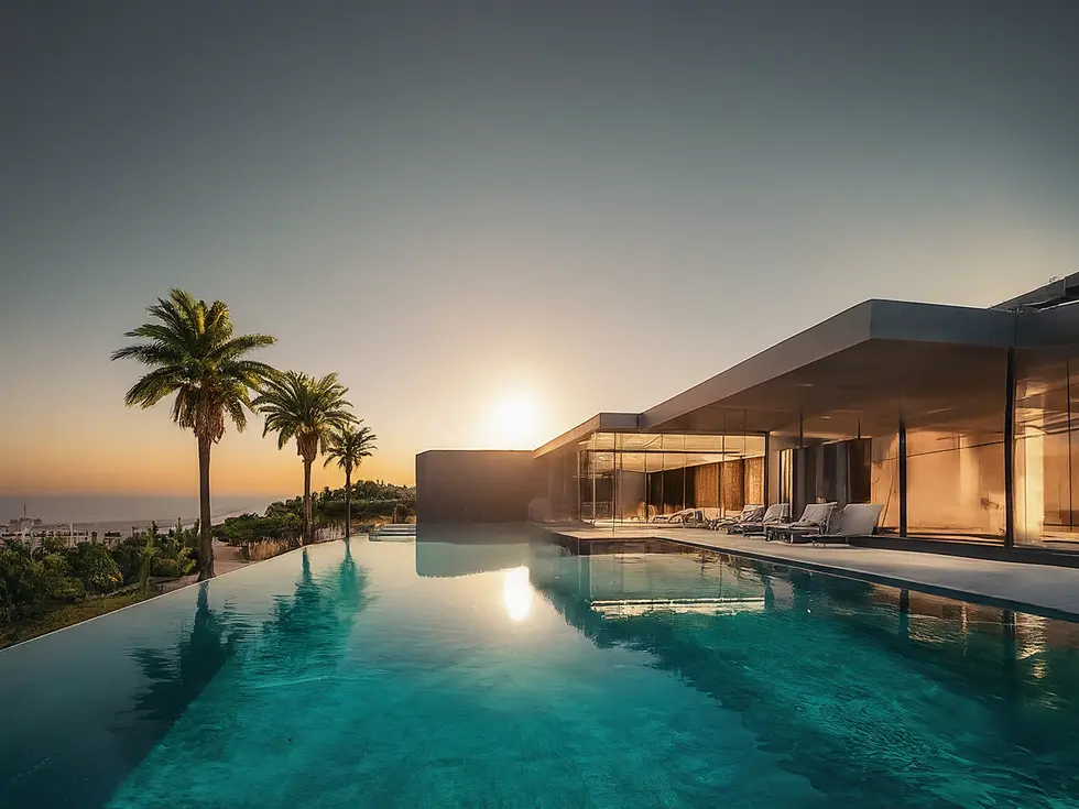 Panoramic view of Dubai's luxurious coastline with iconic skyscrapers and pristine beaches, a symbol of high-end real estate opportunities.