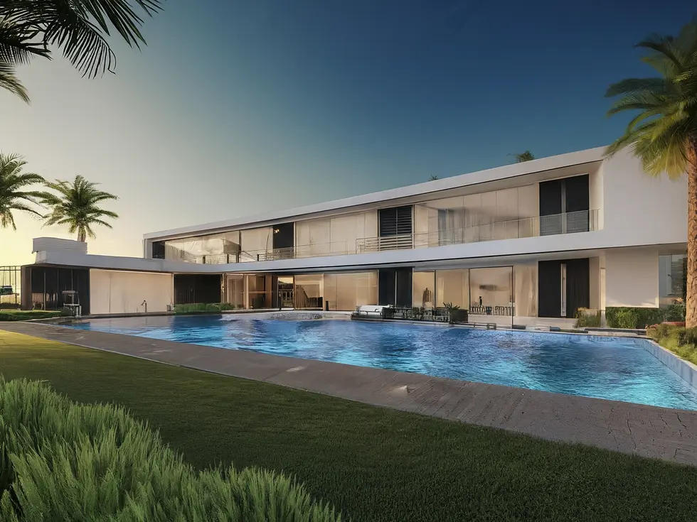 Opulent living room of a luxury branded residence in Dubai, showcasing high-end finishes and panoramic city views, representing a prime investment