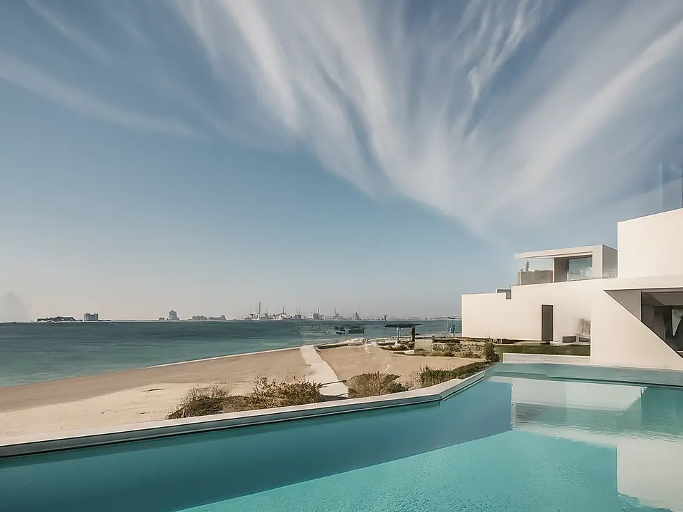 Modern luxury villas in The Oasis Dubai, featuring contemporary architecture, private pools, and spacious gardens, appealing to discerning investors seeking prime real estate.