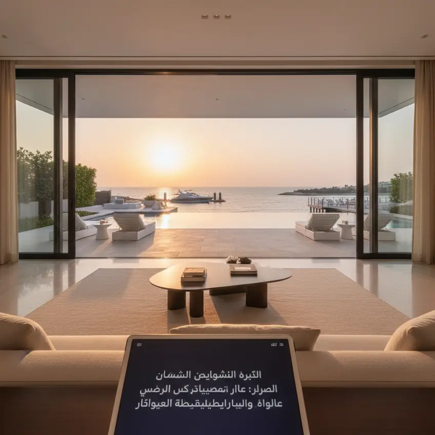 تصميم داخلي فاخر لفيلا جزيرة في دبي، يتميز بالتشطيبات الراقية والمساحات الفسيحة والإطلالات البحرية